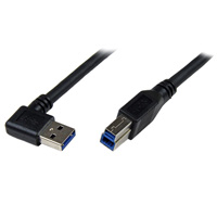 CABLE 1M USB 3.0 (5GBPS) SUPER SPEED USB B MACHO A USB A MACHO ACODADO EN ÁNGULO A LA DERECHA - NEGRO
