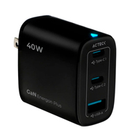 CARGADOR DE PARED ACTECK  ENERGON PLUS CP440 / 40 W / CARGA RAPIDA / USB C + USB A / 1 AÑO DE GARANTIA / NEGRO / AC-944014