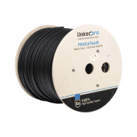 LINKEDPRO BY EPCOM BOBINA DE CABLE FTP CON MENSAJERO DE ACERO DE 305 M CAT6+ CALIBRE 23, COLOR NEGRO, PARA APLICACIONES EN VIDEO VIGILANCIA Y REDES DE DATOS / USO EN INTEMPERIE Y APLICACIONES AÉREAS