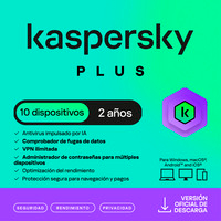 ESD KASPERSKY PLUS 10 DISP 5 CUENTAS KPM 2 AÑOS