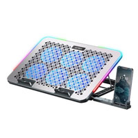 BASE ENFRIADORA ACTECK FROOST RAW BE630 / 15.6 PULG / 6 VENTILADORES / 2X USB 2.0 / AJUSTABLE 8 NIVELES / ILUMINACION 10 MODOS / POTENCIA ABSOLUTA / ALUMINIO / AC-940771