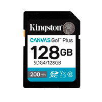 MEMORIA FLASH SD KINGSTON SDXC CANVAS GO PLUS 128GB 200MB/S C10 UHS-I U3 V30 SDG4/128GB