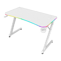ESCRITORIO GAMER BALAM RUSH OLYMPUS SPOT GLOW PRO MRX8000 / ERGONOMICO / ESTRUCTURA Z / ANTIRRAYAS / PORTAVASOS Y GANCHO PARA AUDIFONOS / ILUMINACION RGB / BLANCO / BR-941389