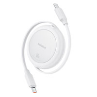 CABLE RETRACTIL BASEUS 1M, TIPO C A TIPO C, CABLE DE CARGA 60W, COLOR BLANCO