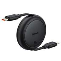 CABLE RETRACTIL BASEUS 1M, TIPO C A TIPO C, CABLE DE CARGA 60W, COLOR NEGRO