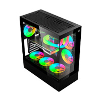 GABINETE GAMER BALAM RUSH TANK SUPER 9200TB / MEDIA TORRE / ATX - MICRO ATX - ITX / PANELES REMOVIBLES CRISTAL TEMPLADO / 3X VENTILADORES ARGB / SOPORTE DE ENFRIAMIENTO / NEGRO / BR-938723