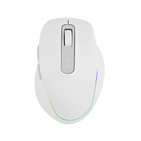 MOUSE INALAMBRICO 1000 A 1600 DPI RECARGABLE CONECTOR USB CLIC SILENCIOSO LUZ RGB ERGONOMICO PERFECT CHOICE LUMIER PRO - BLANCO