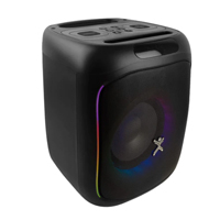 BOCINA MINI INALAMBRICA BLUETOOTH RECARGABLE PORTATIL LUZ RGB 30W FUNCION TWS 6.5 PULGADAS PERFECT CHOICE SAPARK - NEGRO