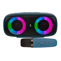 BOCINA INALAMBRICA BLUETOOTH PORTATIL CON MICROFONO KARAOKE RECARGABLE FUNCION TWS RESISTENTE A SALPICADURAS PERFECT CHOICE OUTDOORS LITE - AZUL
