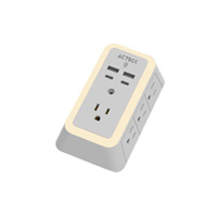 CARGADOR DE PARED ACTECK ENERGON LUMINA CP515 / 11 EN 1 / 7 X TOMACORRIENTE / 2 USB / 2 TIPO C / RESISTENTE AL FUEGO / SUPRESOR DE PICOS 540 J / SENSOR TOUCH / BLANCO /AC-936484