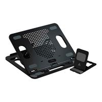 BASE ENFRIADORA ACTECK FROOST PRIME BE225 / 11-17 PUL / 8 NIVELES / GIRATORIA / ANTIDERRAPANTE / INCLUYE PORTA CELULAR / NEGRO / AC-936170