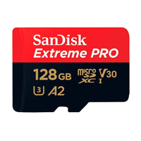 MEMORIA SANDISK MICRO SDXC 128GB EXTREME PRO 200MB/S 4K CLASE 10 A2 V30 C/ADAPTADOR SDSQXCD-128G-GN6MA