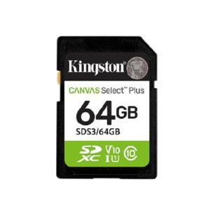 MEMORIA FLASH SD KINGSTON SDXC CANVAS SELECT 64GB 100MB/S C10 UHS-I U1 V10 (SDS3/64GB)