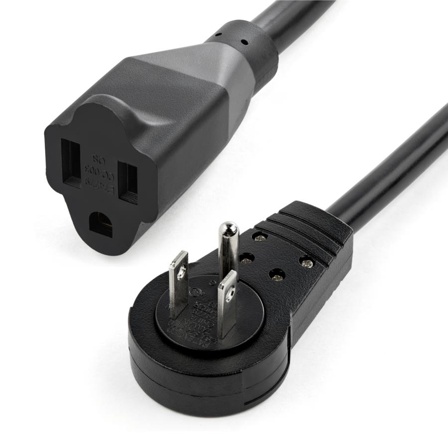 CABLE DE CORRIENTE DE 3M DE EXTENSION - CABLE DE ALIMENTACION ROTATIVO PLANO DE 360 - NEMA 5-15P A NEMA 5-15R - 16AWG - 15A 125V - NEGRO - 3 PUNTAS - UL - STARTECH.COM MOD. RTPAC10110 - Imagen 2