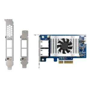 TARJETA DE RED QNAP QXG-10G2T-X710 / VELOCIDADES DE TRANSMISION 10GBPS/5GBPS/2.5GBPS/1GBPS/100MBPS / PUERTOS ETHERNET RJ45(2) / PCIE 3.0(4) / COMPATIBLE CON WINDOWS 8 Y 10