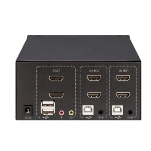 MUX KVM,MANHATTAN,153522, HDMI DOBLE MONITOR 2:1,  4K@30MHZ USB2.0 AUDIO