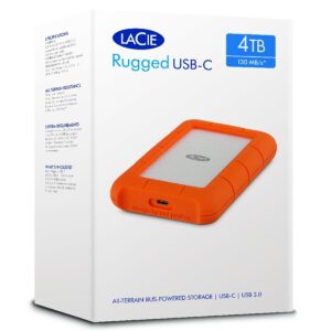 DISCO DURO EXTERNO LACIE RUGGED USB-C 4TB 2.5 PORTATIL USB 3.1 NARANJA-PLATA WINDOWS MAC CONTRAGOLPES AGUA Y POLVO