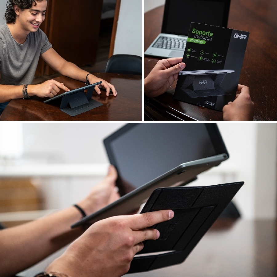 BASE AJUSTABLE GHIA PARA LAPTOP O TABLETA / PRACTICO Y DELGADO / HASTA 15.6 PULGADAS